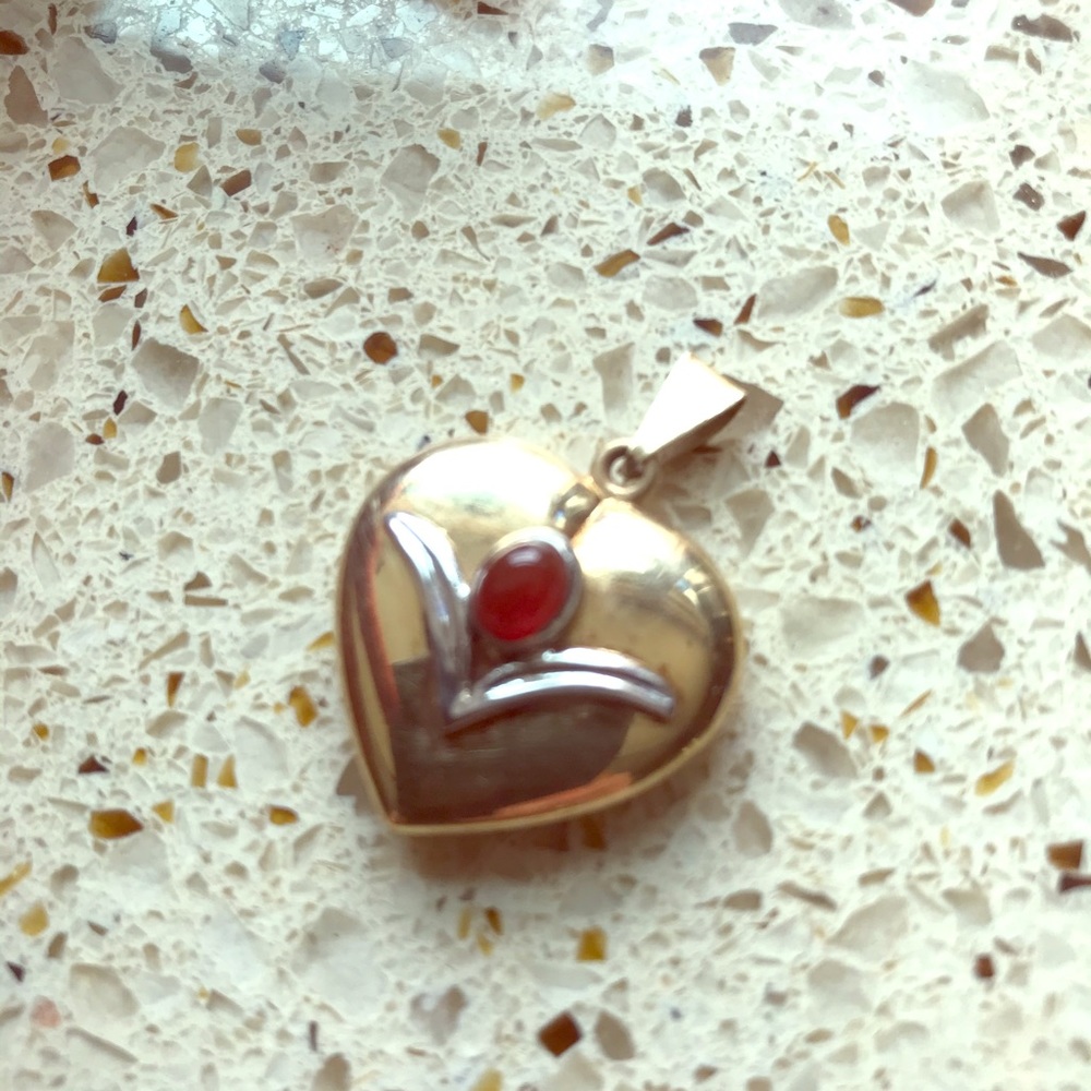 14kt gold pendant w/ sterling silver and carnelian